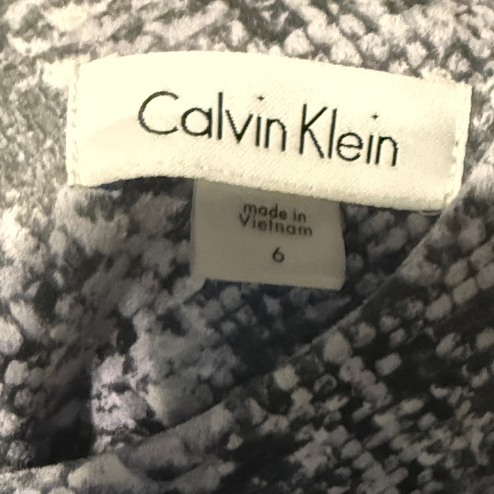 Calvin Klein Black and Gray Snake Print Midi Dress - Picture 9 of 11